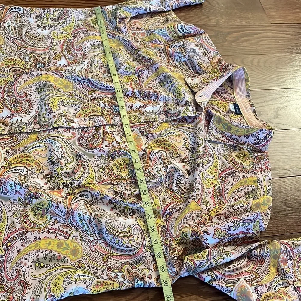 BASIC EDITIONS PLUS women’s paisley button up collared neckline 3/4 sleeve sz 4X